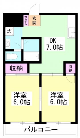 KODAヒルズ津田沼の間取り|洋室２部屋になるります