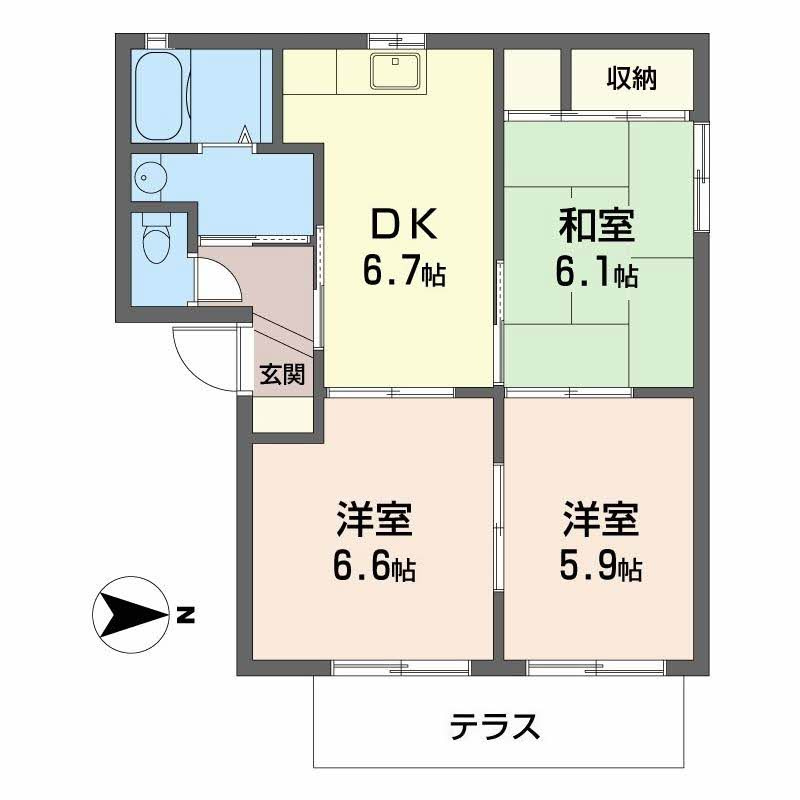 メイプルタウンⅡ　Ａ棟の間取り