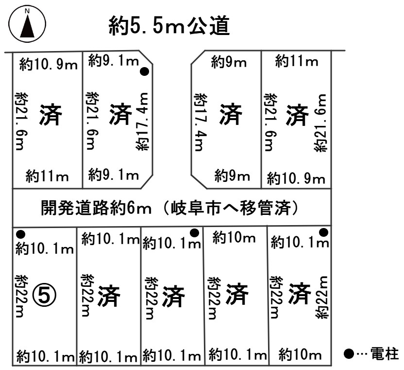６１６７３　岐阜市粟野西５丁目分譲地の区画図