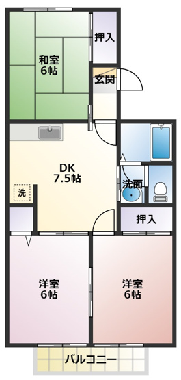【間取り】 | セジュール長谷川　B