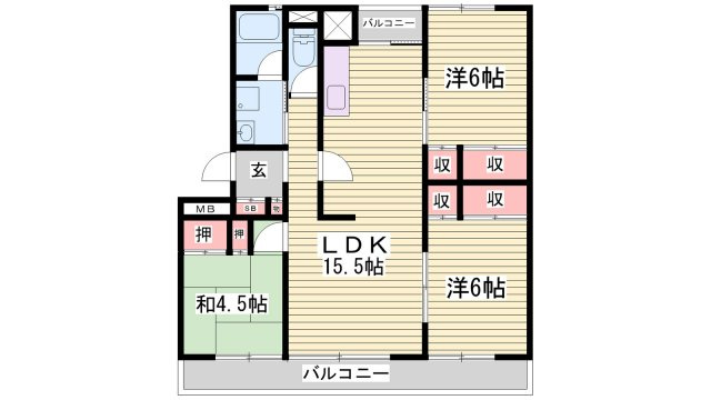西新在家マンションの間取り