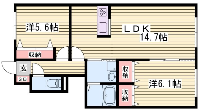 メゾン福渡　Ａ棟の間取り
