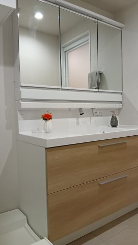 西戸山タワーホウムズセントラルタワーの独立洗面台|独立洗面台、小物を置くことができて便利です