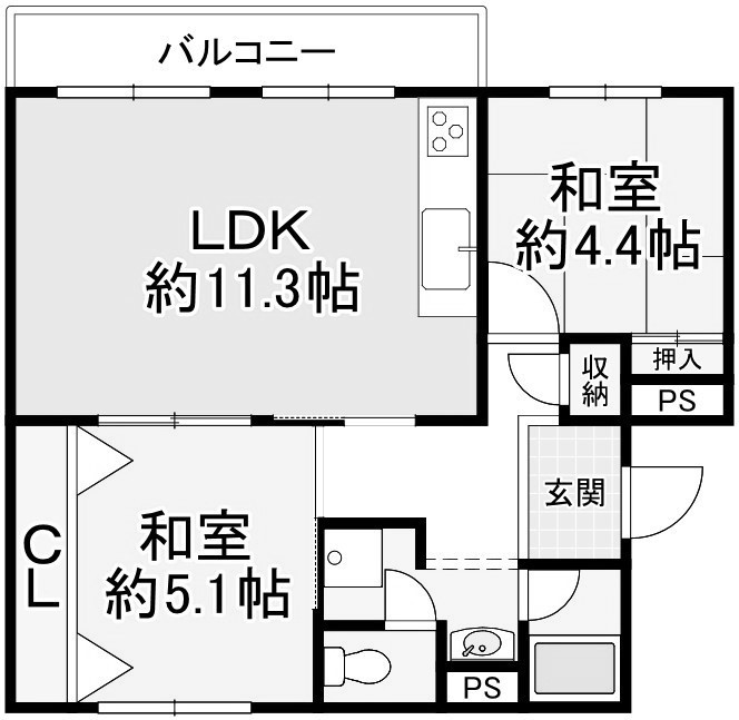 釈尊寺第一住宅12号棟の間取り
