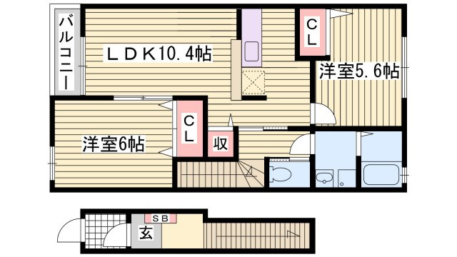 リヨン・たつの　Ａの間取り