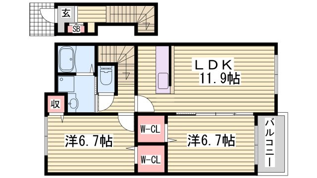 クール・ヴィヴァーチェＢの間取り