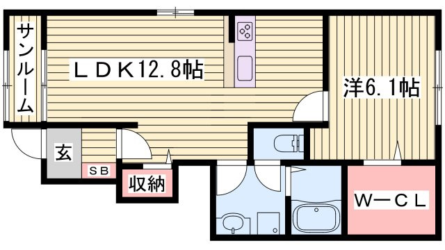 ヴィラ　ドゥ　グレーヌ梅ケ谷Ｄの間取り