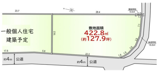 敷地面積１２７坪　売地　狭山市上広瀬