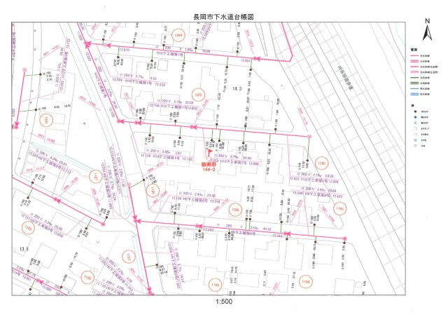 長岡市猫興野144-2、145-2土地の地図