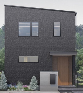 【外観パース】 | ジブンハウス仕様 ２階リビング【商品：610】建物価格1930万円
3LDK　建物面積98.12㎡（１階：48.44㎡／２階：49.68㎡）