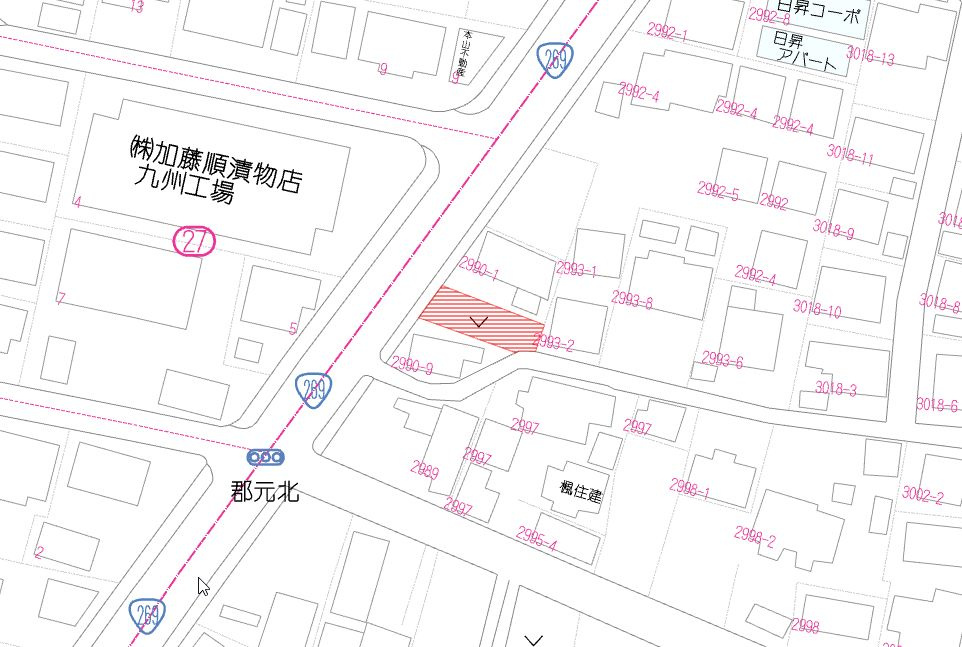 都城市郡元町の売地の土地図