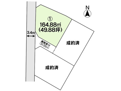 【区画図】 | 土地　船穂町船穂　全3区画 | 土地区画図になります。