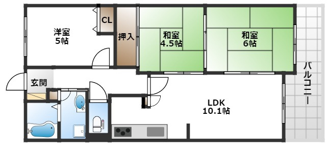 【間取り】 | 豊中曽根ビューハイツ