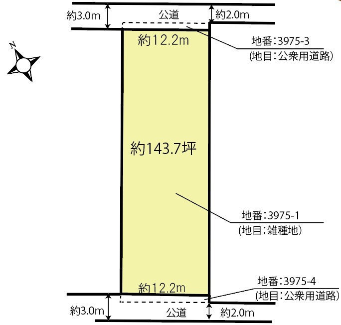 〈調整区域〉約143坪。資材置場・駐車場としてご検討ください。の土地図