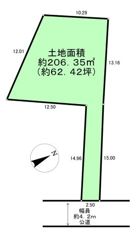 新座市畑中3丁目　売地の土地図|車種により3台駐車可能な路地状部分を備えた敷地でございます。