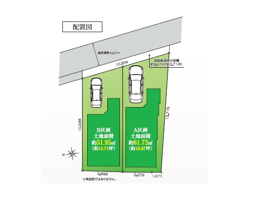 【区画図】 | 新宿区高田馬場３丁目　建物提案型売地 | ＼建物提案型(セミオーダー対応)の売地、高田馬場に誕生／
公園に面した全２区画、設計士とご相談の上建築が可能です♪♪