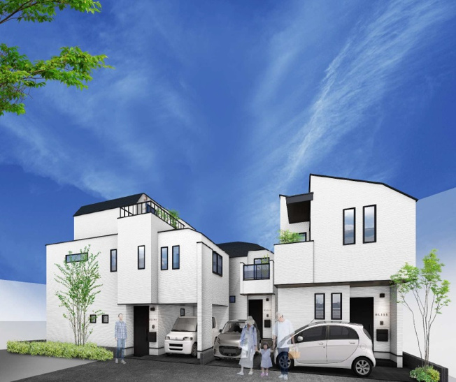 【外観パース】 | 豊島区西池袋４丁目　建物提案型売地 | ＼建物提案型(セミオーダー対応)の売地、西池袋に誕生／
全３区画、設計士とご相談の上建築が可能です♪♪