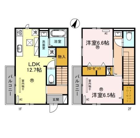 【間取り】 | メゾネット岩橋Ⅱ