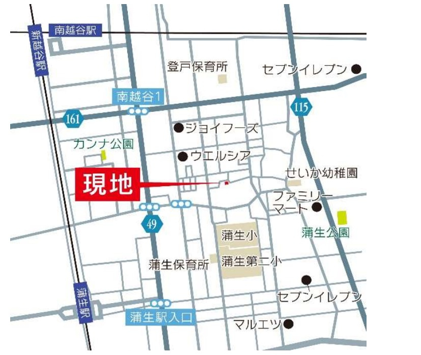 越谷市登戸町新築戸建て　豊かな自分らしい家-Ricca-の地図