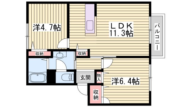 シャーメゾン魚住Bの間取り