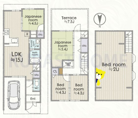 京都市右京区梅津林口町　中古戸建の間取り
