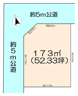 【土地図】 | 北西角の整形地／下妻市前河原 | 北東角の明るい整形地