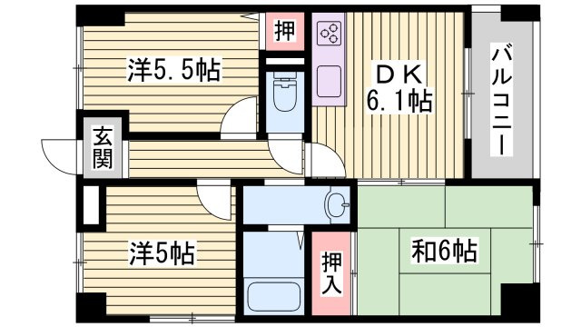 Sメゾン魚住の間取り