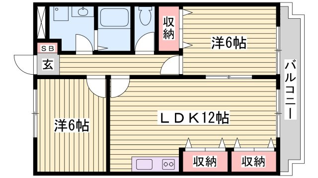 加古川市加古川町粟津の賃貸マンションの間取り