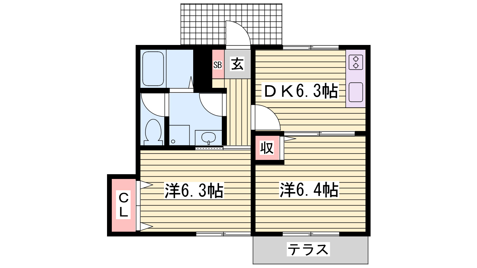 加古川市東神吉町西井ノ口のアパートの間取り