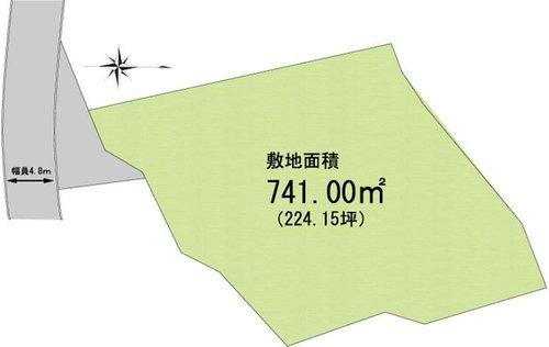 岸和田市流木町　条件なし土地の土地図|測量済み◎前面道路43帖道路◎前道広々とした、741.00㎡（約224.15坪）の広大な土地◎