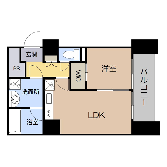 【間取り】 | グレイス阿倍野松崎 | 37.03㎡の１ＬＤＫです。