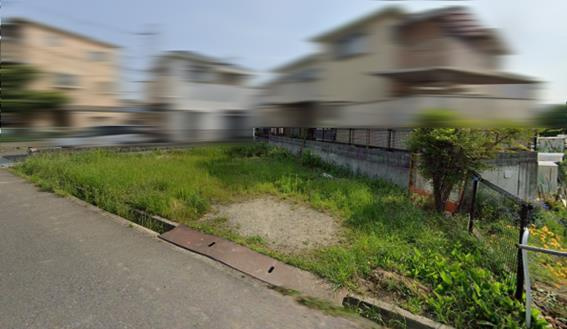 箕面市牧落４丁目の売地の前面道路含む現地写真