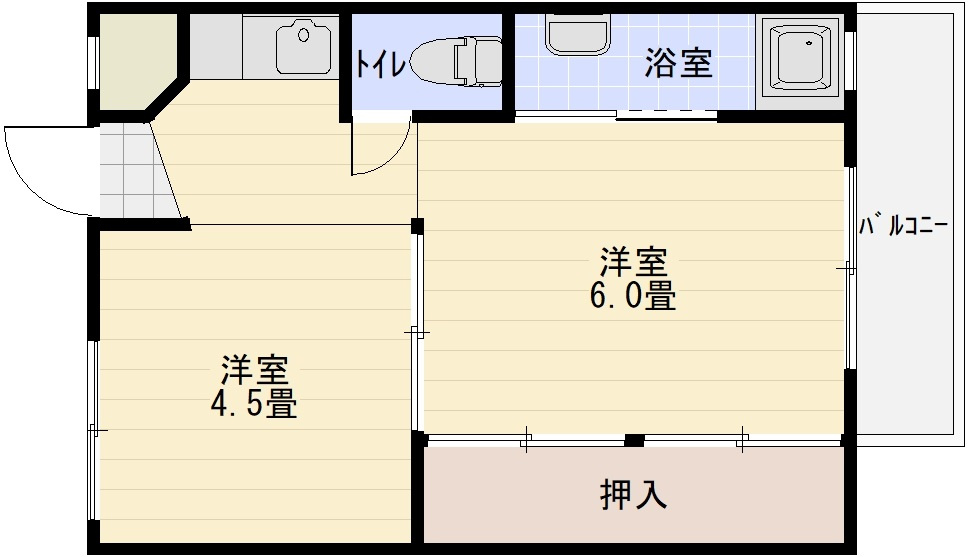 ビレッジハウス法善寺3号棟の間取り|ビレッジハウス法善寺3号棟　2K・1DK