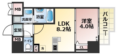【間取り】 | ローズコーポ堺筋本町