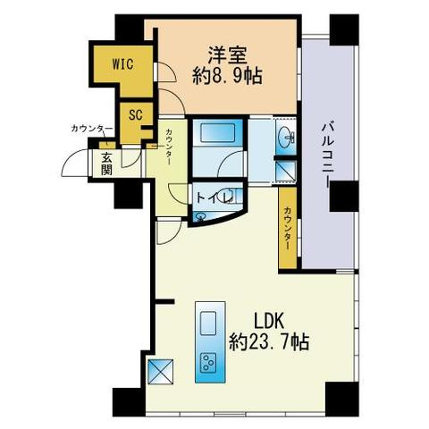 ロイヤルパークス大名の間取り|ロイヤルパークス大名（1LDK）
