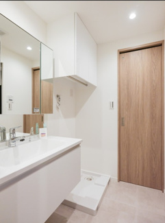 【独立洗面台】 | ニックハイム木場公園第5 | 朝の支度にも助かる、独立の洗髪洗面化粧台