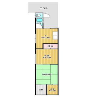 【間取り】 | 靖国町１丁目貸家