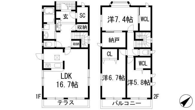 【間取り】 | 野上3丁目戸建貸家