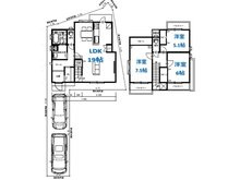 【建築条件付き土地】サン・タウン太秦元町の土地図＋建物プラン例|■間取りは自由設計対応です。お客様のご要望の間取りを形にします♪♪
※建物プラン例　建物価格2,000万円、建物面積100ｍ2♪♪