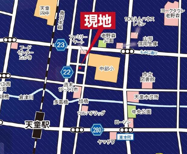 天童市老野森建売住宅【1号棟】の地図|現地案内図