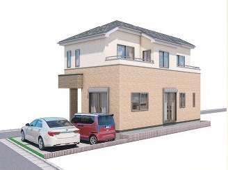 月々７万円台～　新築戸建　川越市宮元町2期の外観パース|完成予想図　カースペース2台