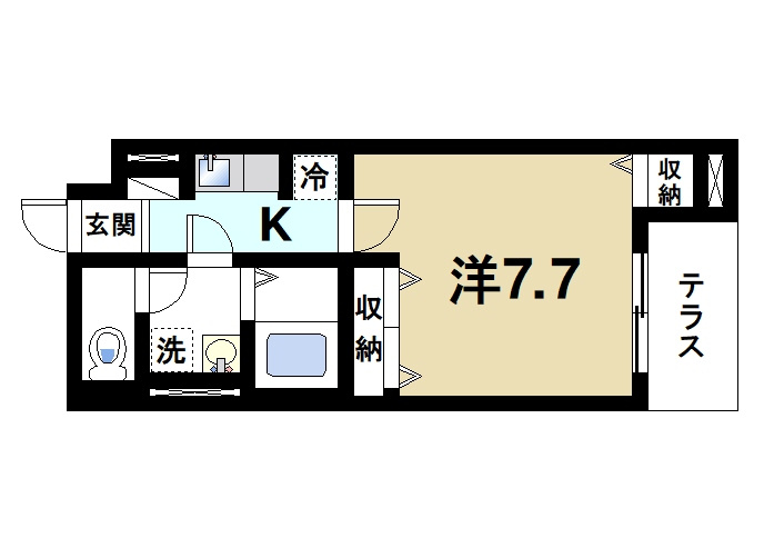 リグノ天理の間取り|1K