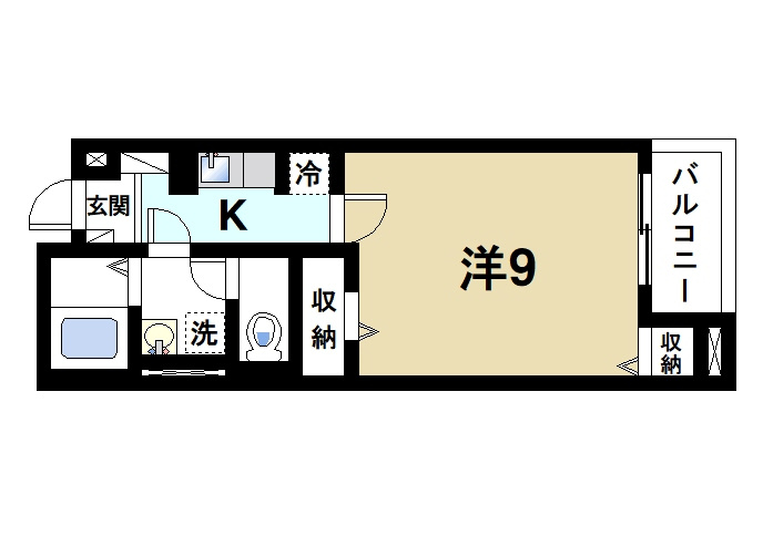 リグノ天理の間取り|1Kのお部屋です