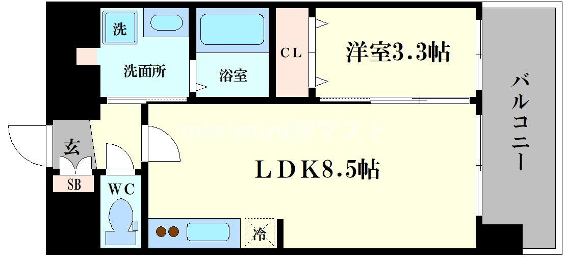 プレサンス四天王寺前夕陽ヶ丘　凛宮の間取り