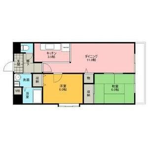 岸和田市上町のハイツの間取り