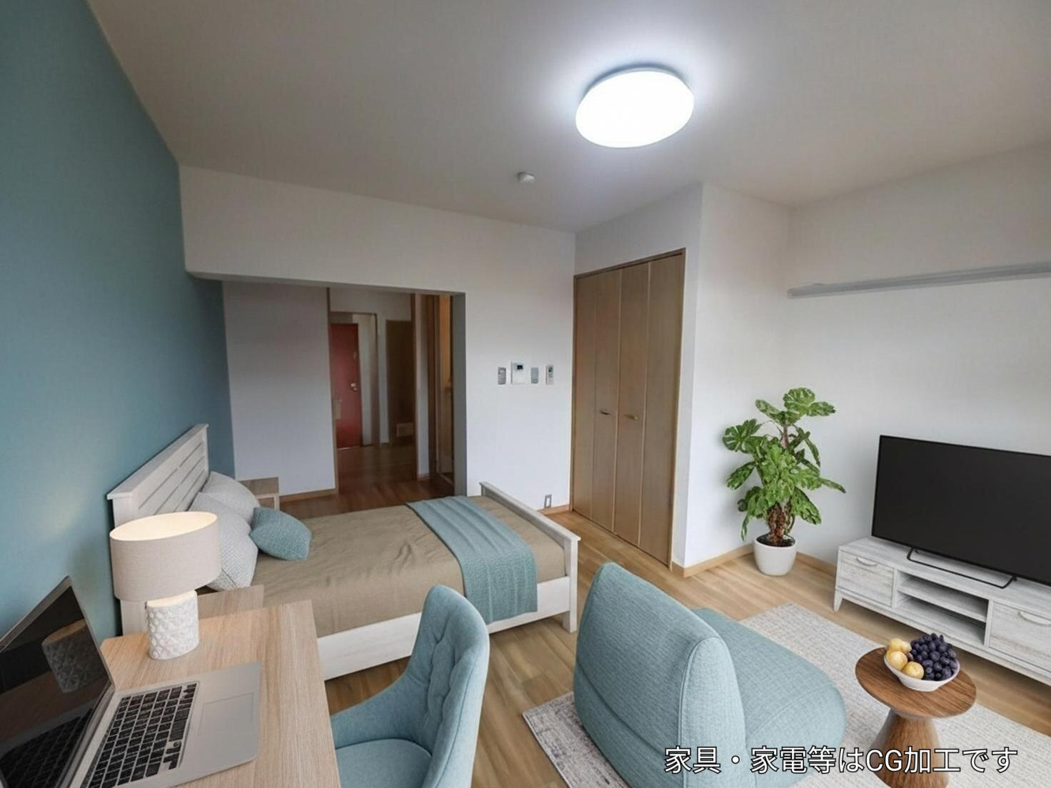 朝日台ハイツAの居間・リビング|※掲載写真はCGによるバーチャルステージング加工を施したイメージです。家具・家電・小物等は実際には設置されておりません。