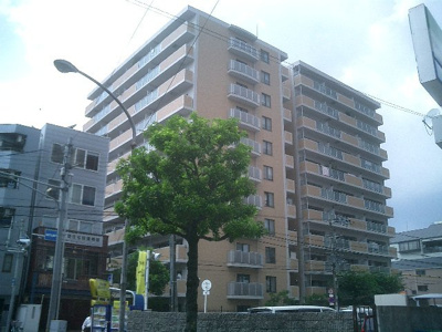 【外観】 | リバーサイドコープ長柄 | ＳＲＣ造11階建のマンションです。最寄りの小学校まで徒歩２分