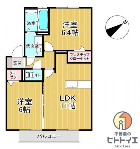 セジュール・アルジェントA棟の間取り|2LDK