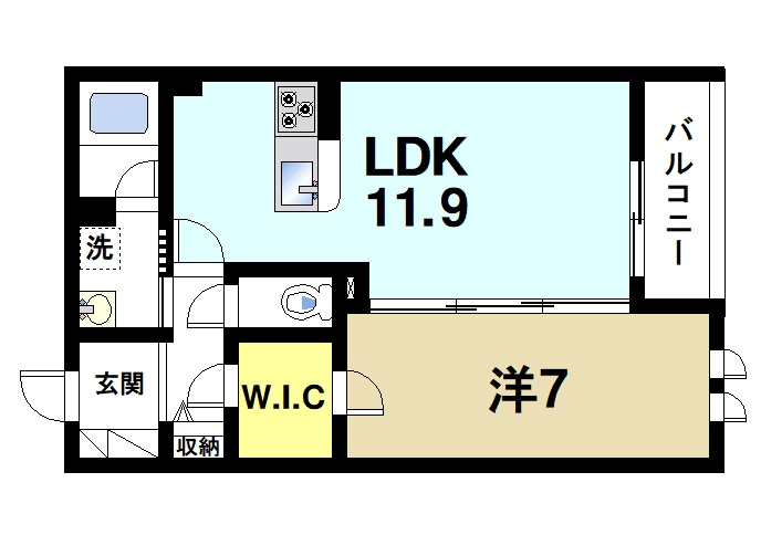 シャーメゾン　杉ケ町の間取り|ゆったりと暮らせる1LDKの間取りです。