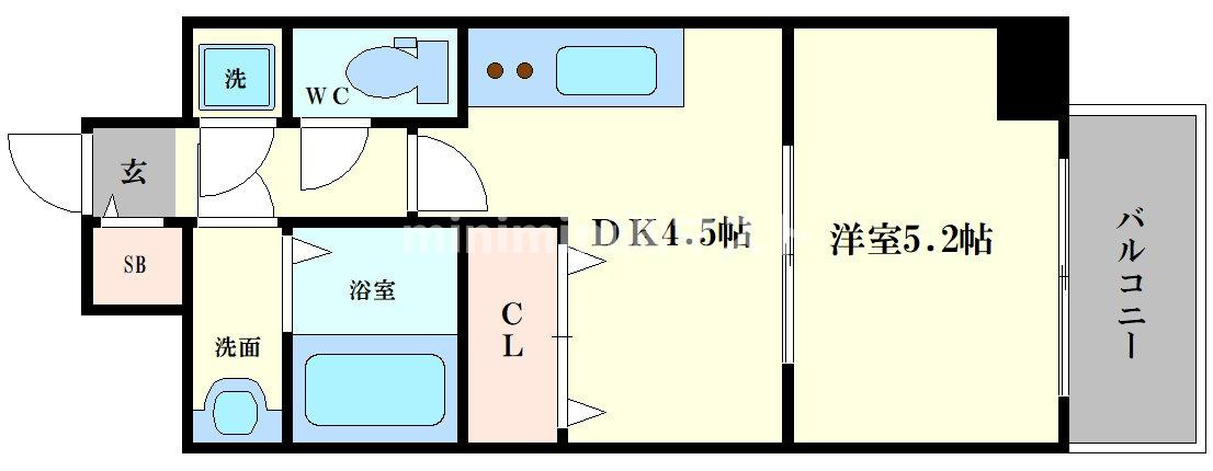 大阪市港区市岡元町１丁目の賃貸マンションの間取り